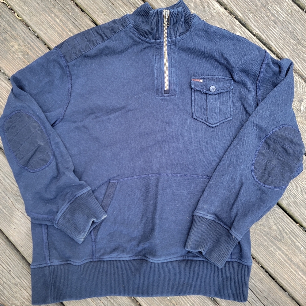 Vintage Polo Ralph Lauren US Coastal Quarter Zip XXL Elbow Patches! Solid Piece
